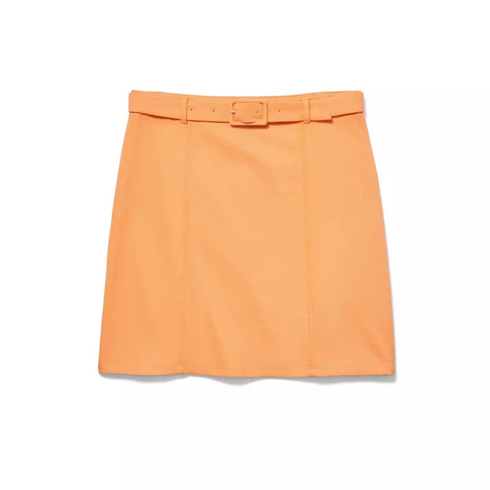 LOFT Orange Creamsicle Mini Belted A-line Skirt